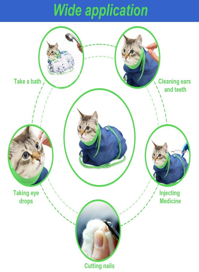 Catcan Cat Bathing Bag, Breathable Mesh Cat Shower Bag Anti Scratch Adjustable Cats Grooming Washing Bag for Nail Trimming Polyester Soft - Image 4